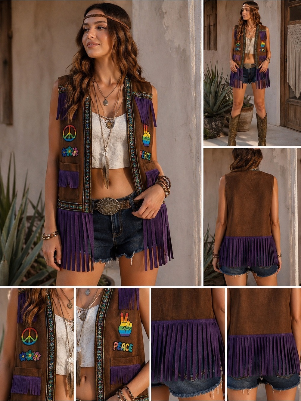 Forum Boho Fringe Vest Festival Hippie Western Coachella Peace One Size